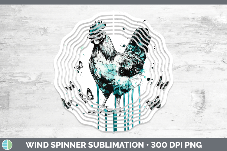 Teal Drips BS01 Chicken Wind Spinner Sublimation Spinner Des