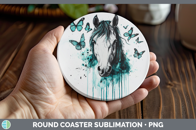 GorgeousTeal Drips BS01 Round Coaster design.