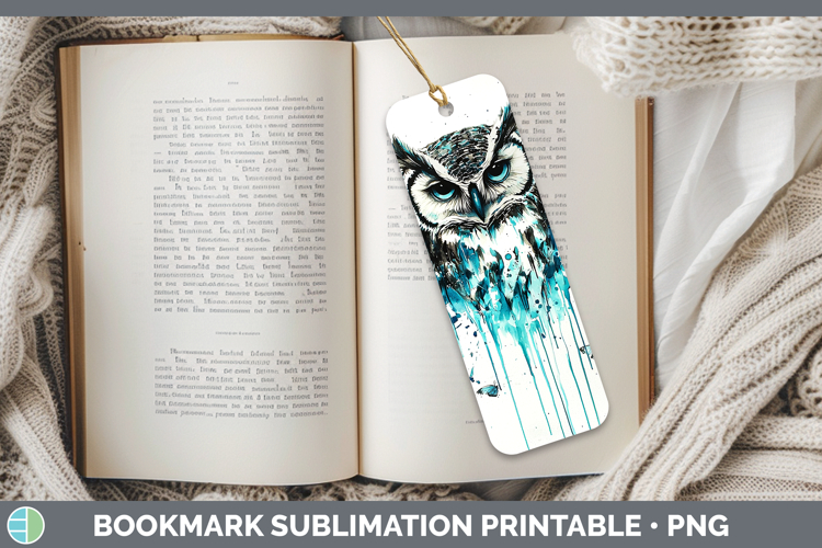 Teal Drips BS01 Owl Bookmark Sublimation Printable Designs