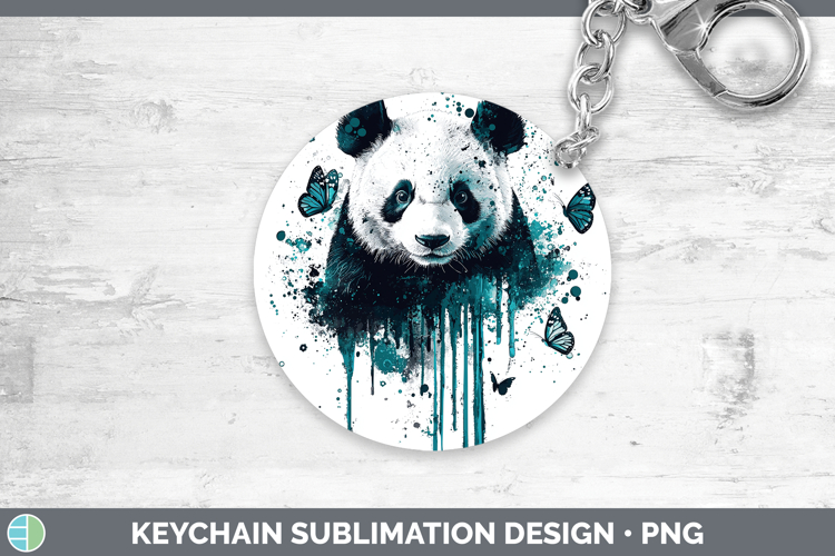Teal Drips BS01 Panda Keychain Sublimation Keyring Designs
