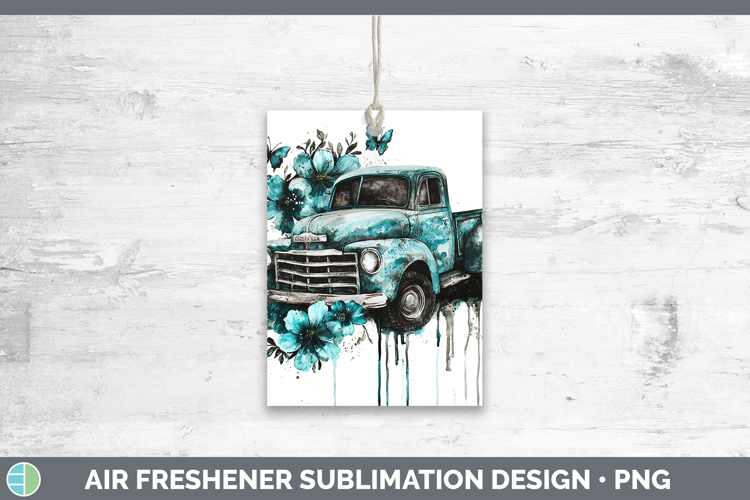 Teal Drips BS02 Vintage Truck Air Freshener Sublimation Car