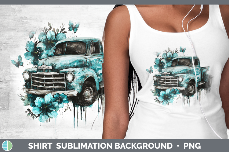 Teal Drips BS02 Vintage Truck Shirt Sublimation Sublimation