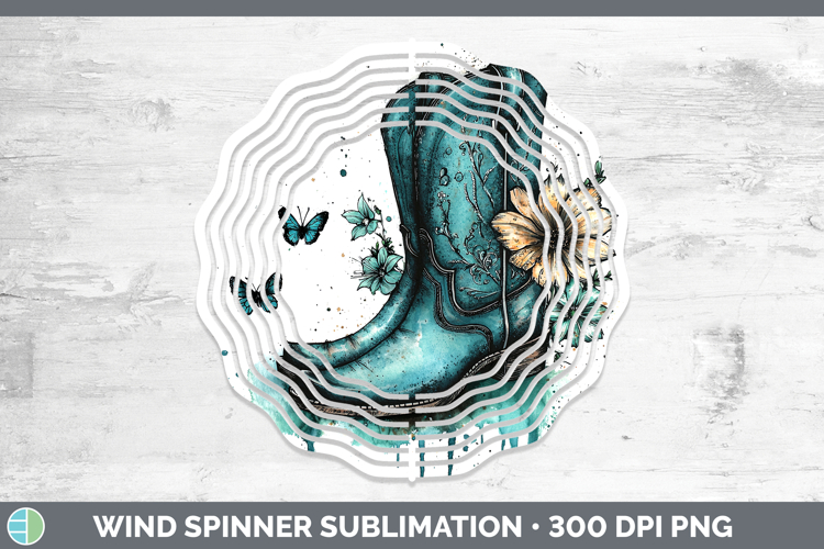 Teal Drips Cowboy Boots Wind Spinner Sublimation Spinner Des