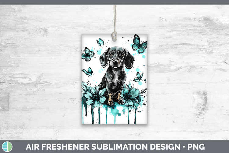 Teal Drips Dachshund Air Freshener Sublimation Car Freshener