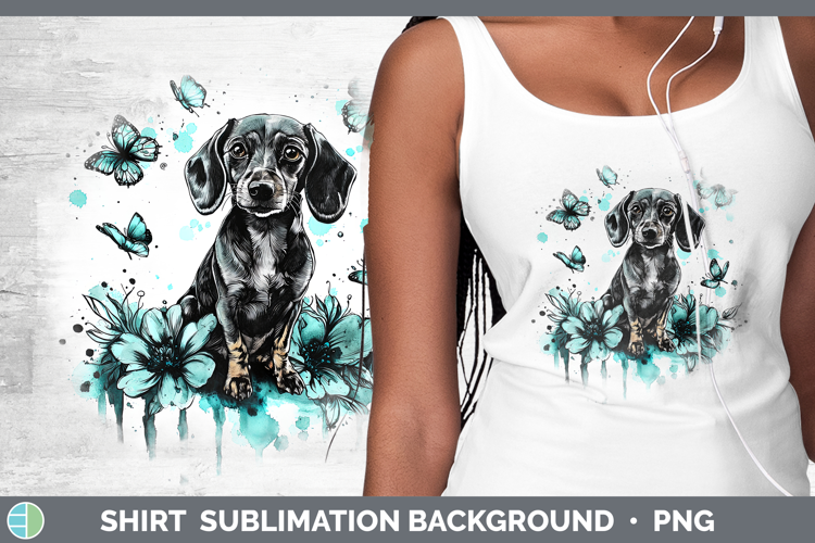 Teal Drips Dachshund Shirt Sublimation Sublimation Backgroun