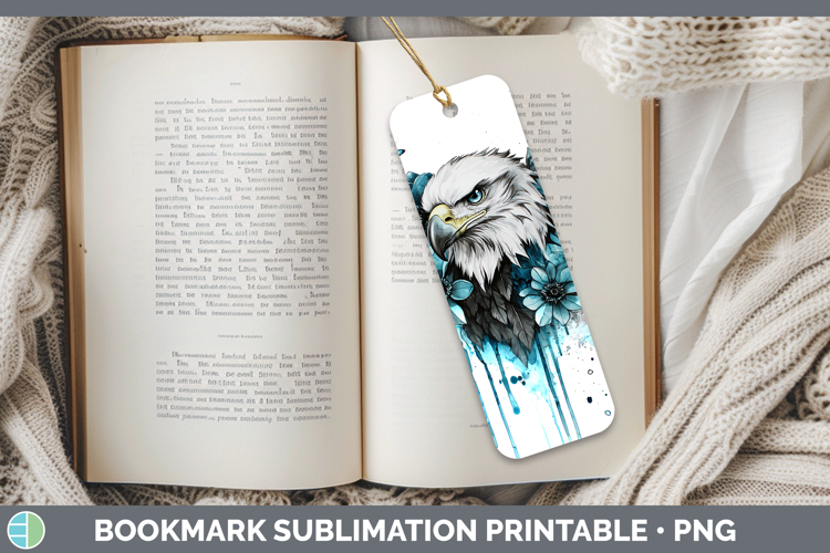 Teal Drips Eagle Bookmark Sublimation Printable Designs