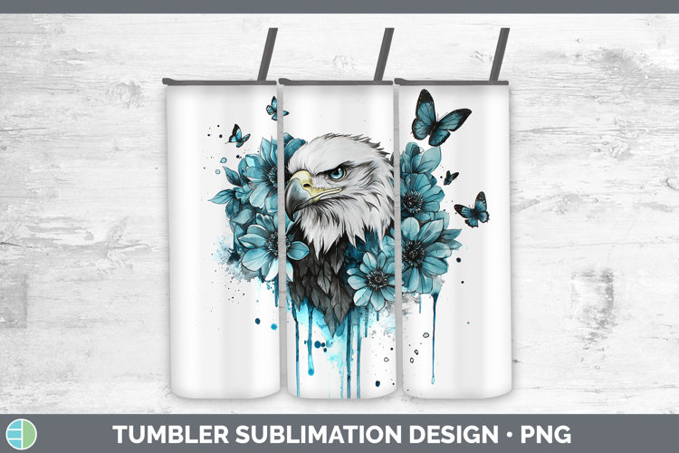 Teal Drips Eagle Tumbler Sublimation 20 oz Skinny Tumbler De