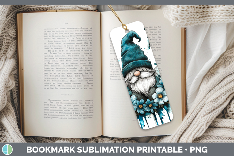 Teal Drips Gnome Bookmark Sublimation Printable Designs