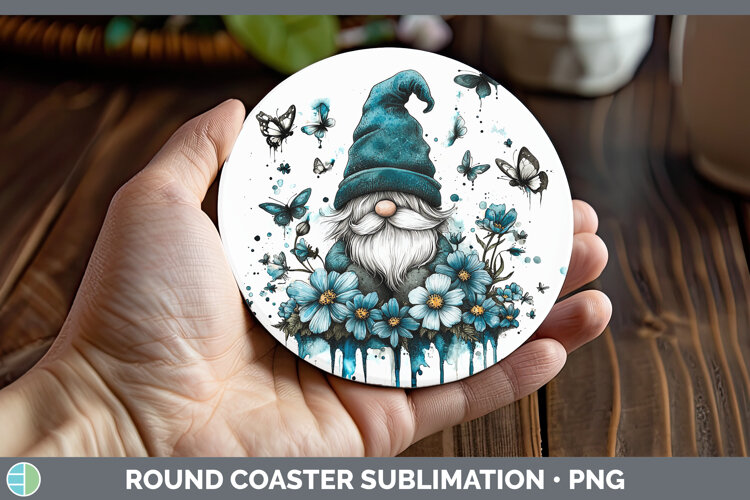 GorgeousTeal Drips Round Coaster design.