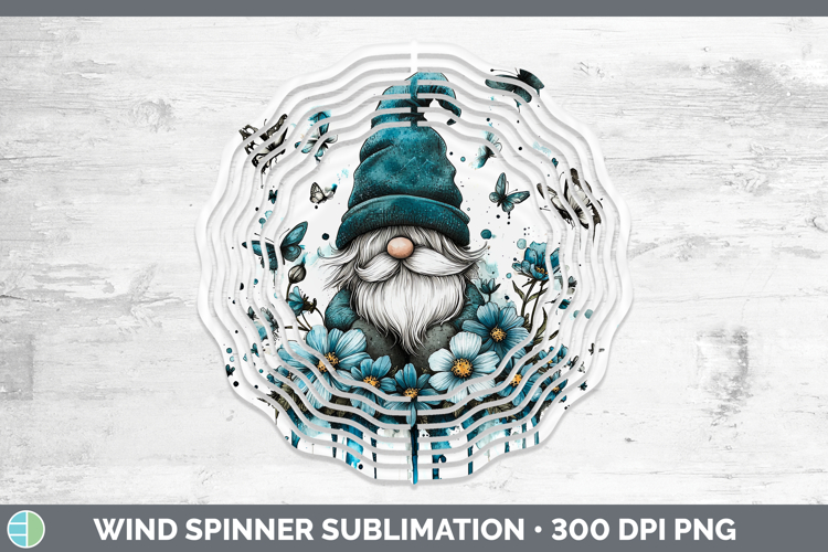 Teal Drips Gnome Wind Spinner Sublimation Spinner Designs