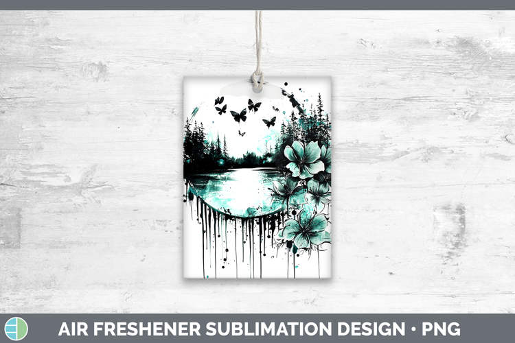 Teal Drips Landscape Air Freshener Sublimation Car Freshener