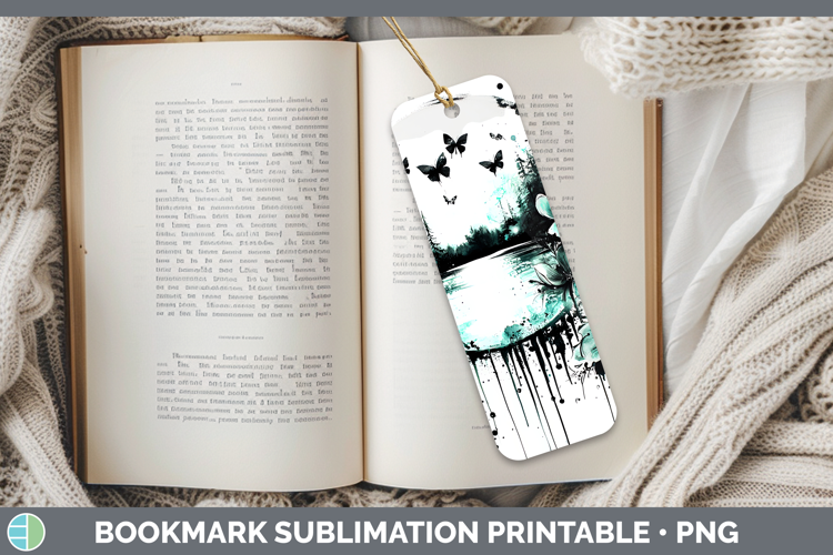 Teal Drips Landscape Bookmark Sublimation Printable Designs