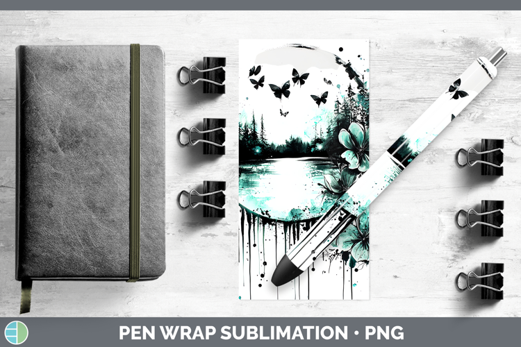 Teal Drips Landscape Pen Wrap Sublimation Pen Designs
