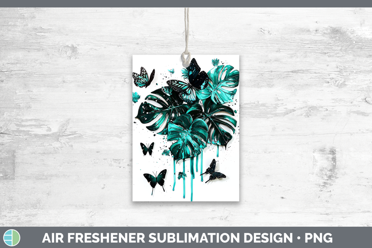Teal Drips Monstera Air Freshener Sublimation Car Freshener