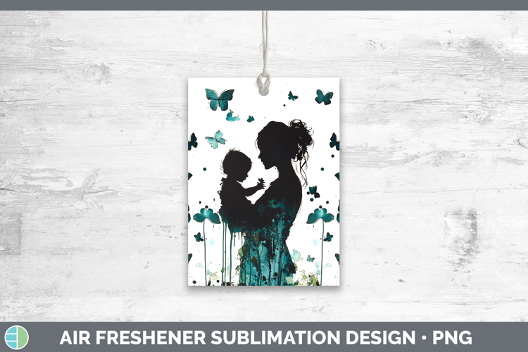 Teal Drips Mother Child Air Freshener Sublimation Car Freshe