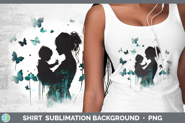 Teal Drips Mother Child Shirt Sublimation Sublimation Backgr
