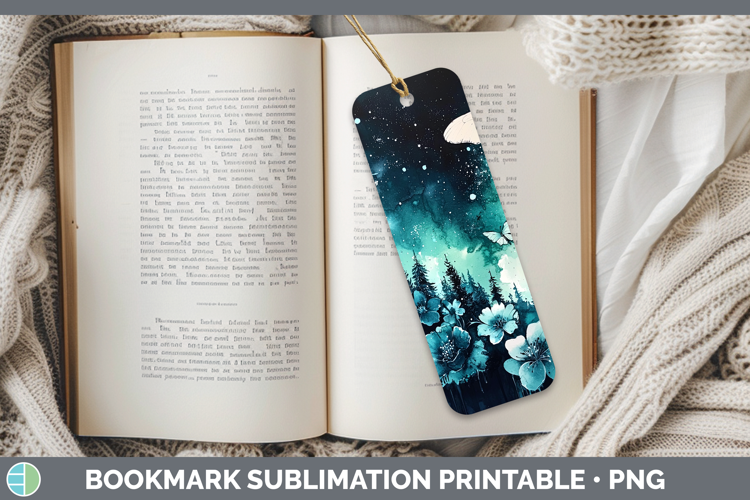 Teal Drips Northern Lights Bookmark Sublimation Printable De
