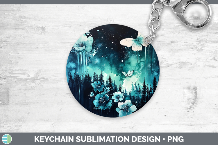 Teal Drips Northern Lights Keychain Sublimation Keyring Desi