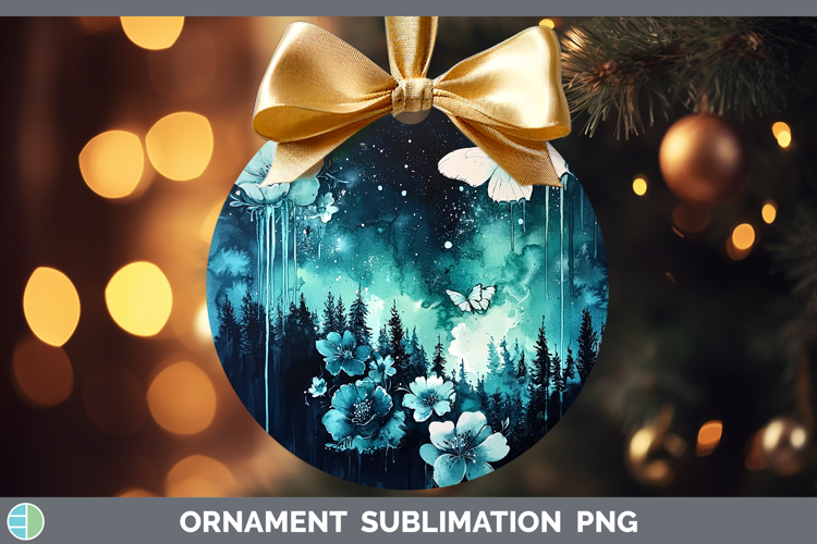 Teal Drips Northern Lights Ornament Sublimation Bauble Desig