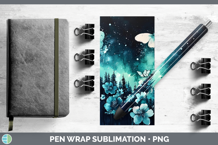 Teal Drips Northern Lights Pen Wrap Sublimation Pen Designs