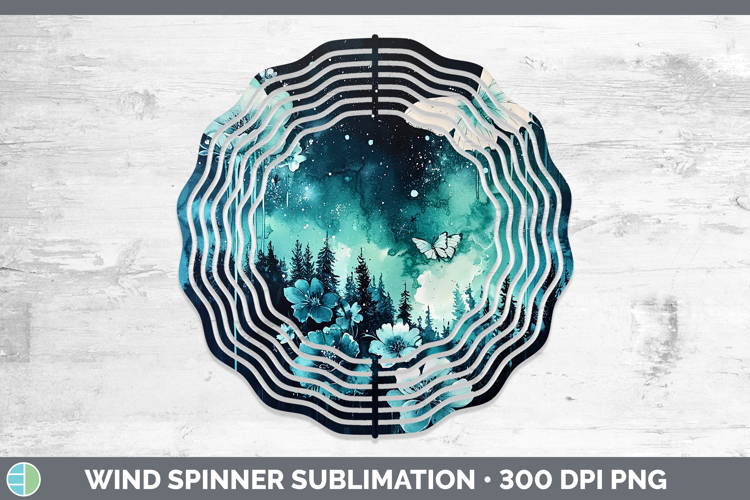 Teal Drips Northern Lights Wind Spinner Sublimation Spinner