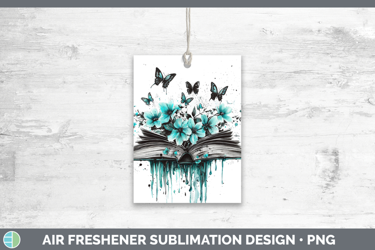 Teal Drips Open Book Air Freshener Sublimation Car Freshener