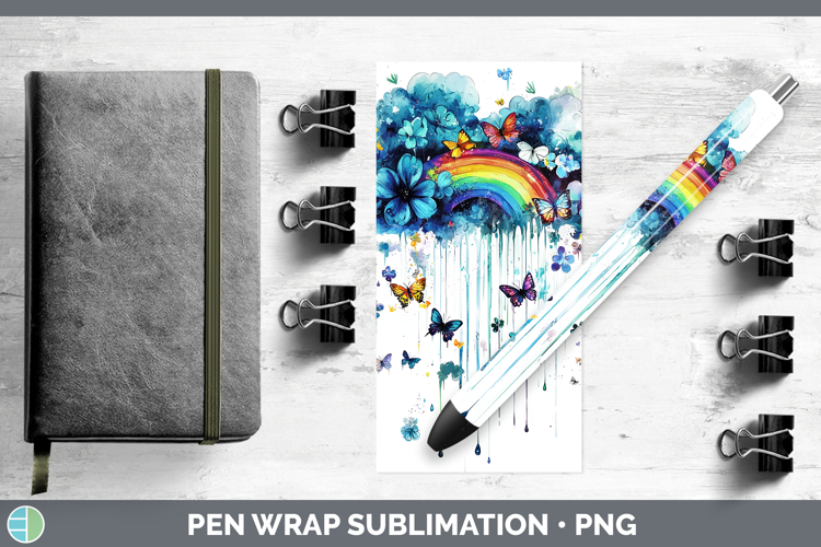 Teal Drips Rainbow Pen Wrap Sublimation Pen Designs