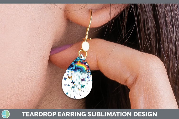 Teal Drips Rainbow Teardrop Earrings Sublimation Earrings De