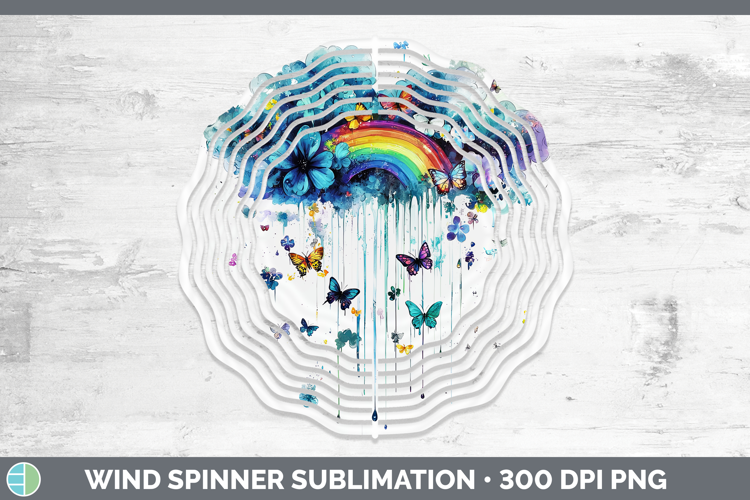 Teal Drips Rainbow Wind Spinner Sublimation Spinner Designs