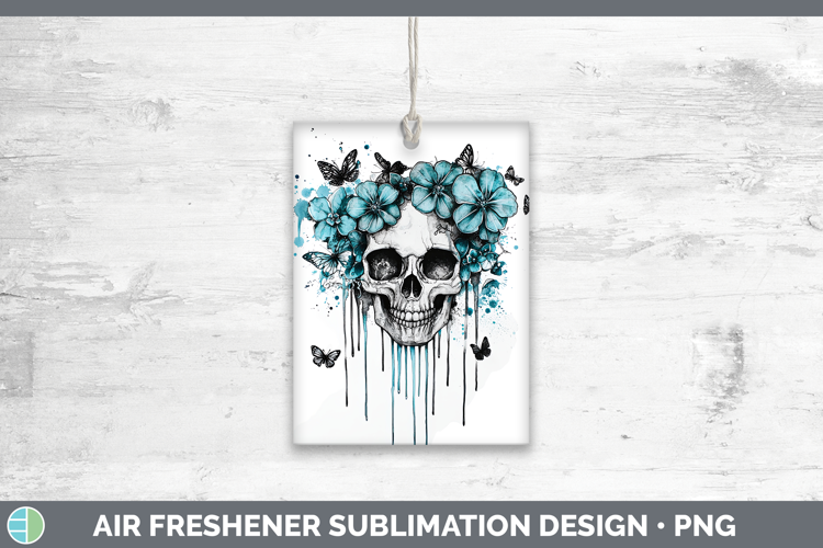 Teal Drips Skull Air Freshener Sublimation Car Freshener Des