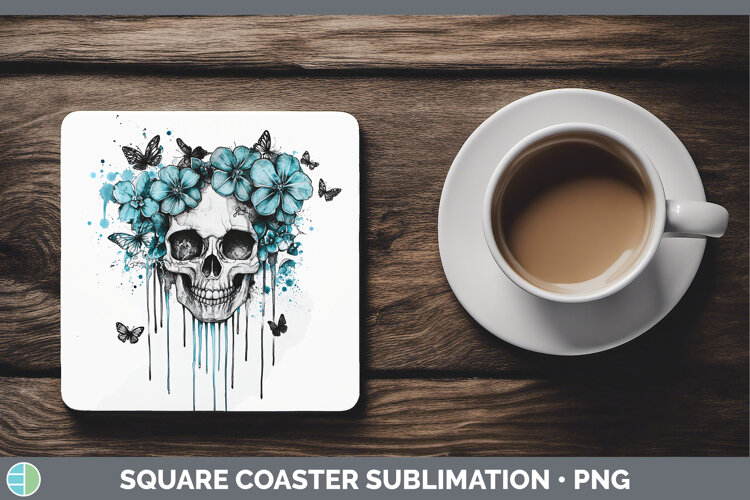 GorgeousTeal Drips Square Coaster design.