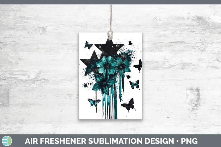 Teal Drips Stars Air Freshener Sublimation Car Freshener Des