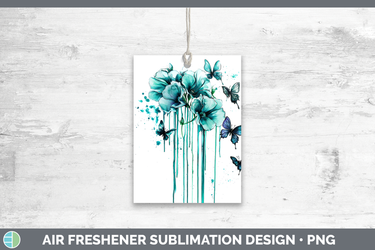 Teal Drips Sweet Pea Air Freshener Sublimation Car Freshener