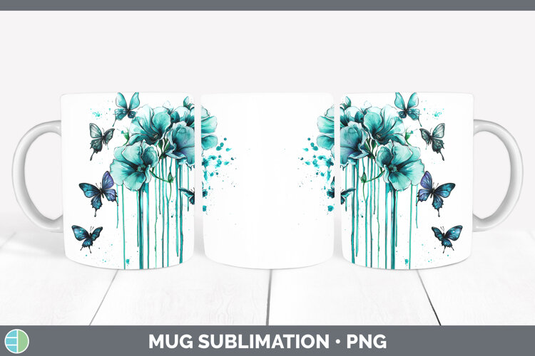 GorgeousTeal Drips Mug Wrap design.