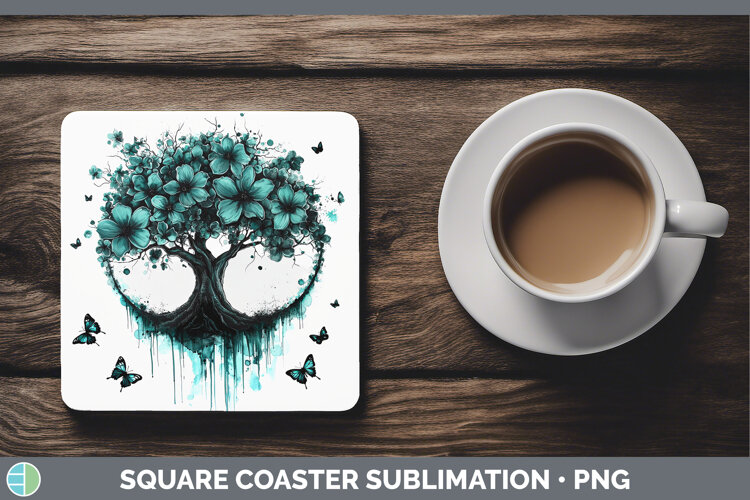 GorgeousTeal Drips Square Coaster design.
