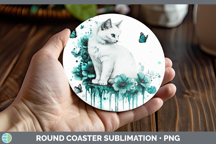 GorgeousTeal Drips Round Coaster design.