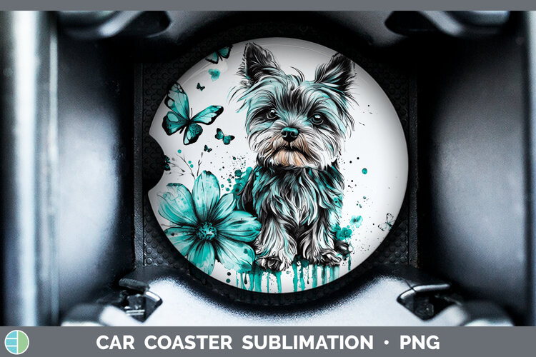 GorgeousTeal Drips Car Coaster design.