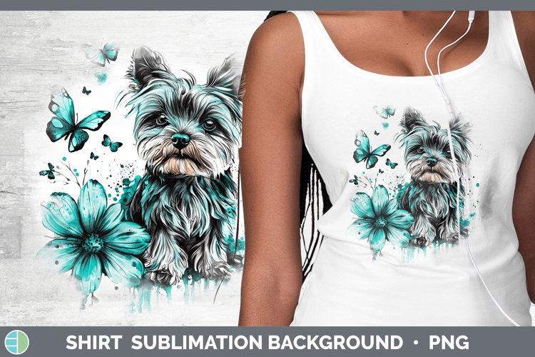 Teal Drips Yorkshire Terrier Shirt Sublimation Sublimation B