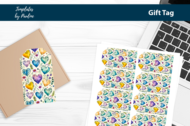 Teal Heart Gift Tag Sheet, Printable Heart Product Label