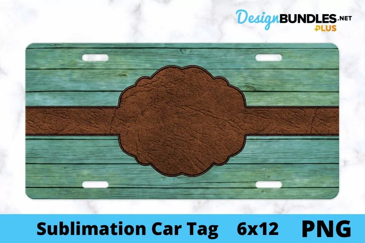 Sublimation Car Tag - Car Tag PNG - Leather Monogram