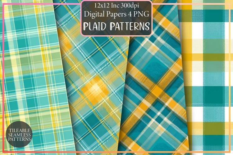 Teal & Yellow Summer Plaid Patterns