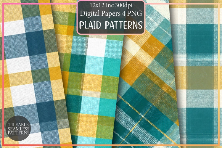 Teal & Yellow Summer Plaid Patterns
