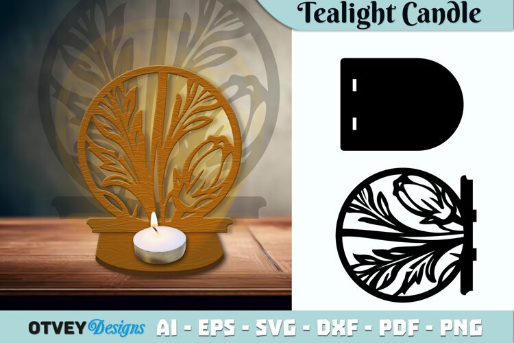 Tealight Candle Holder Floral Lasercut example image 1