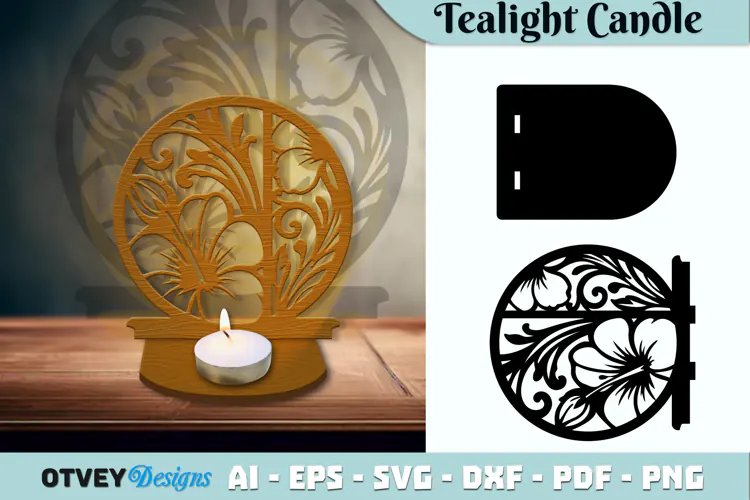 Tealight Candle Holder Floral Lasercut