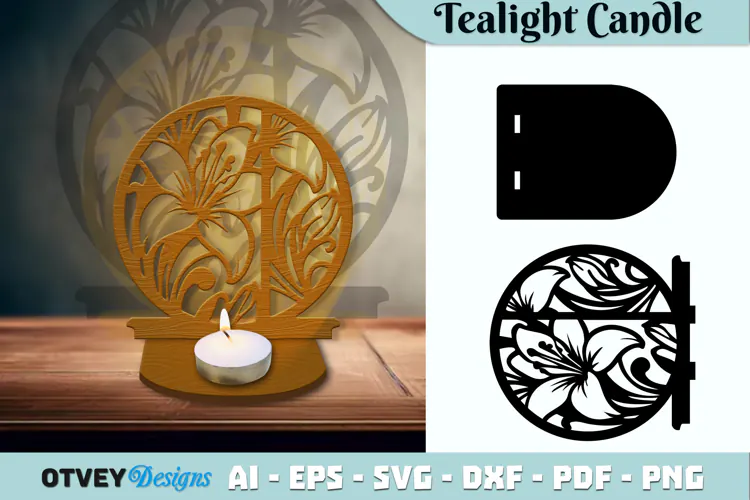 Tealight Candle Holder Floral Lasercut