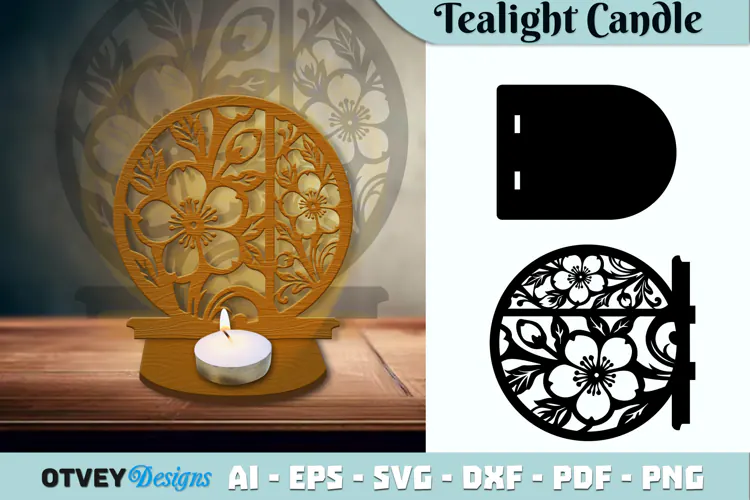 Tealight Candle Holder Floral Lasercut