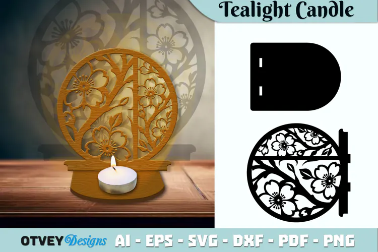 Tealight Candle Holder Floral Lasercut