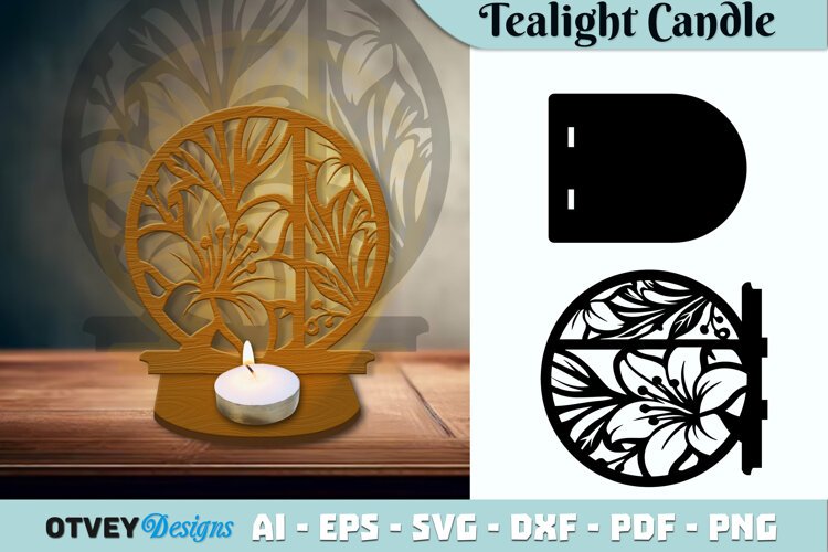 Tealight Candle Holder Floral Lasercut example image 1