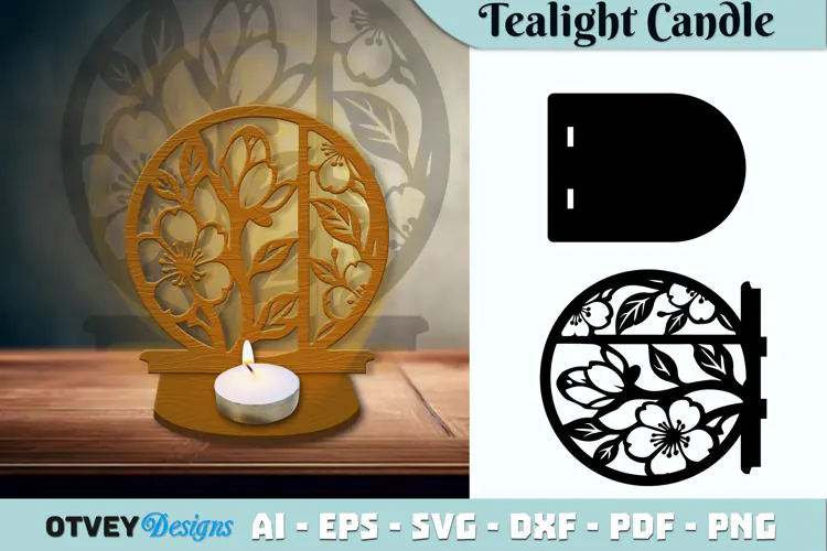 Tealight Candle Holder Floral Lasercut