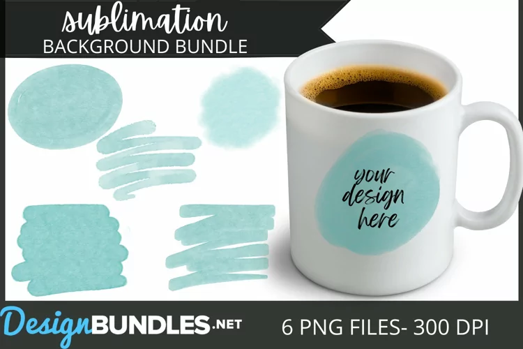 Teal Watercolor Sublimation Backgrounds | 6 PNG Files